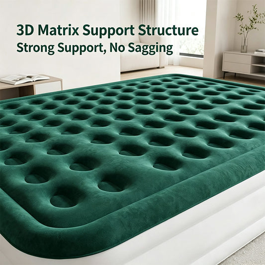 Queen Size Flocked Air Mattress with Built-in Pump