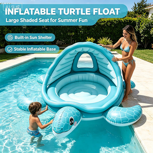 Sea Turtle Inflatable Float with Sun Canopy