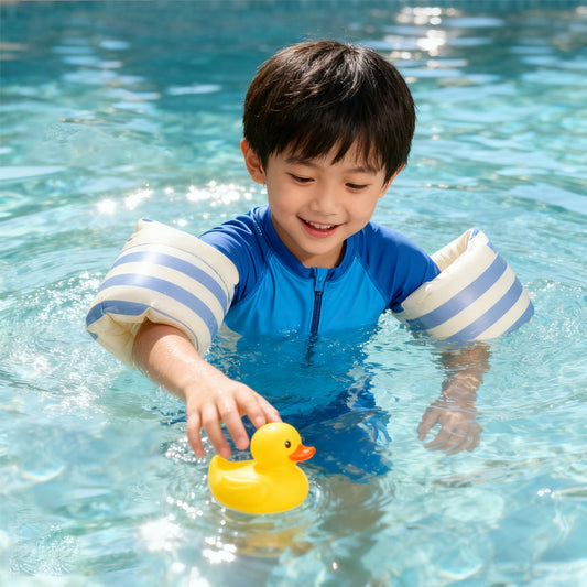 Blue White Stripe Kids Inflatable Swim Arm Bands