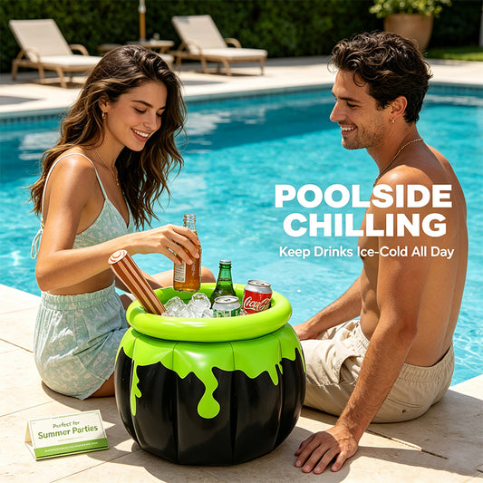 Halloween Pumpkin Witch Cauldron Inflatable Ice Bucket