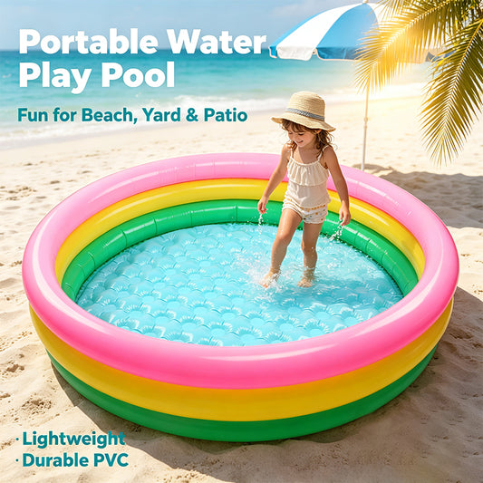 Rainbow 3‑Ring Inflatable Kids Play Pool