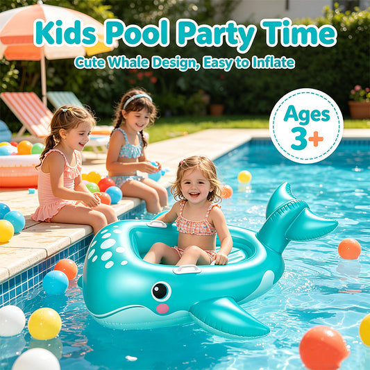 Whale Ride‑On Kids Pool Float