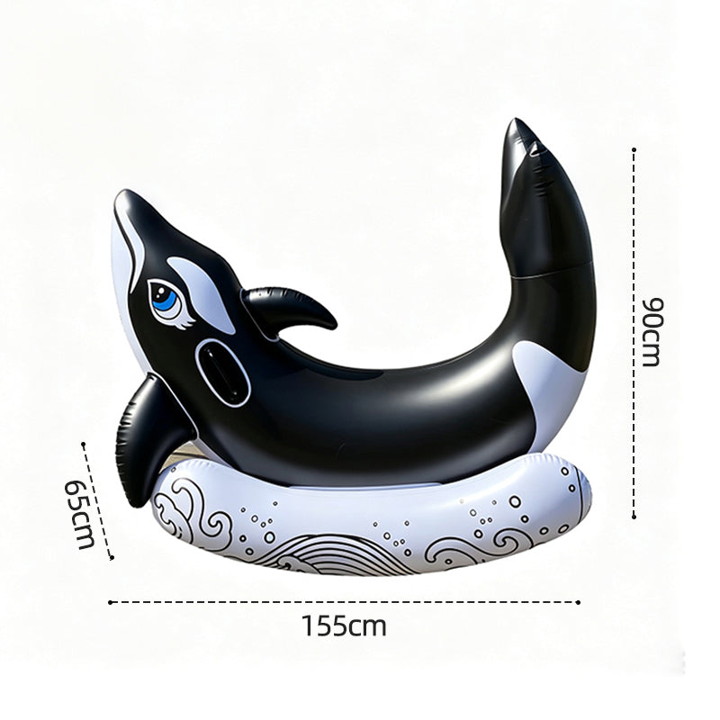 Inflatable Orca Whale Ride-On with Water Sprayer for Kids