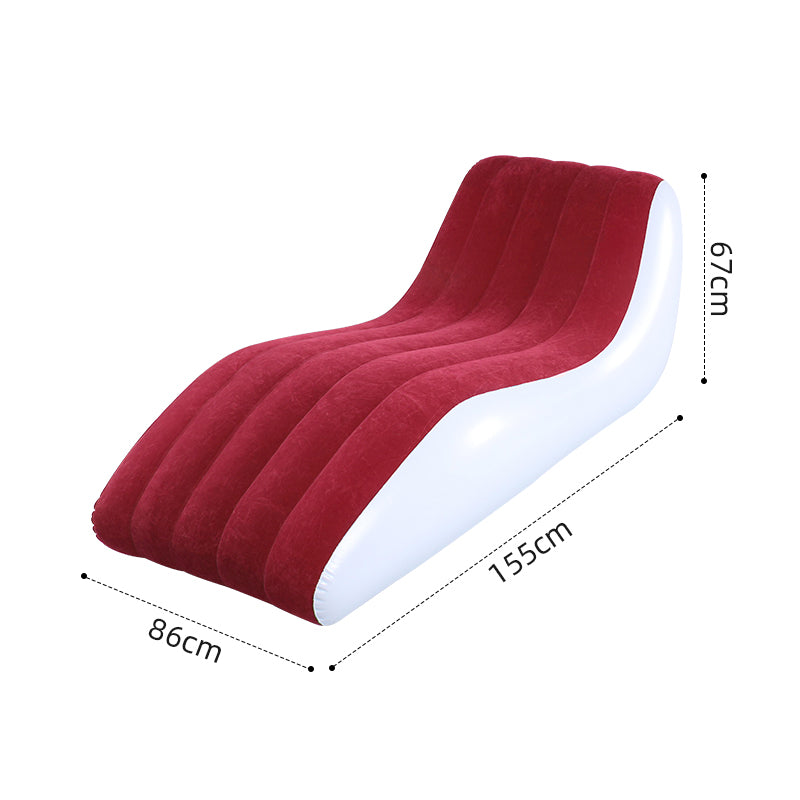 Red‑White Flocked Inflatable Chaise Lounge Chair