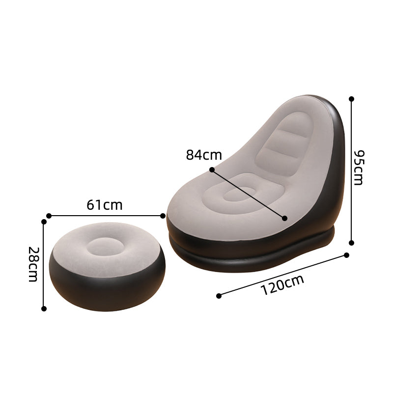 Flocked Inflatable Lounge Sofa with Ottoman Set