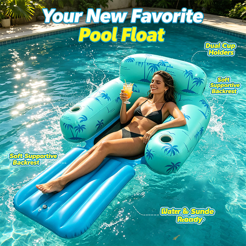 Inflatable Pool Lounge Chair with Footrest