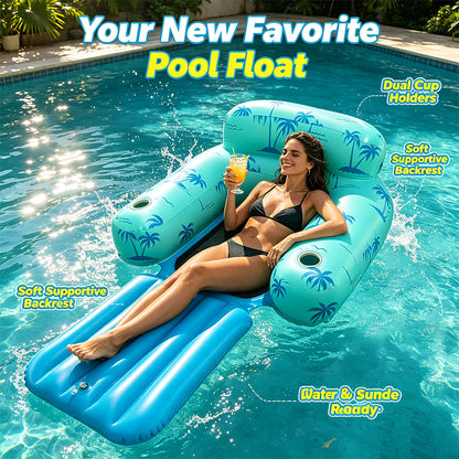 Inflatable Pool Lounge Chair with Footrest