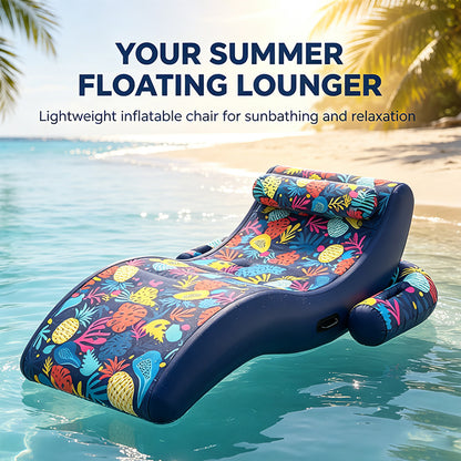 Inflatable Tropical Print Floating Lounger Chair