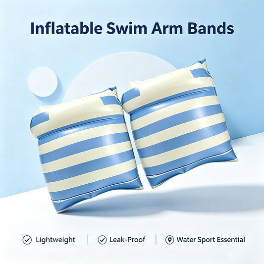 Blue White Stripe Kids Inflatable Swim Arm Bands