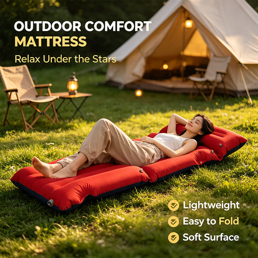 Peach‑Skin Inflatable Camping Air Mattress