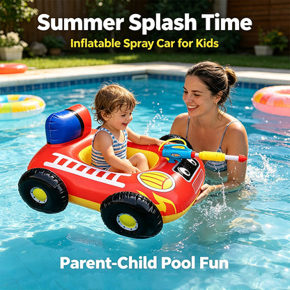 Kids Inflatable Fire Truck Pool Float with Built-in Water Gun