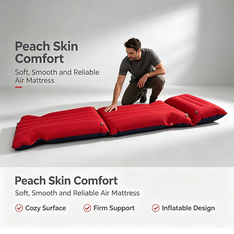 Peach‑Skin Inflatable Camping Air Mattress