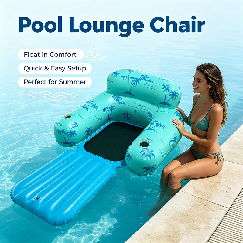 Inflatable Pool Lounge Chair with Footrest