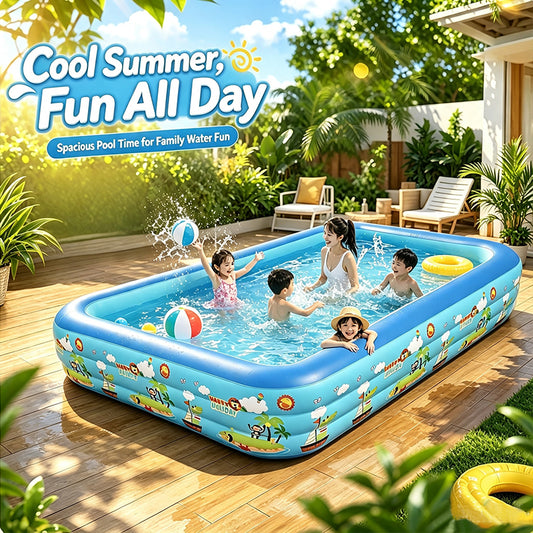 Rectangular Family Inflatable Swimming Pool 178x126x50cm