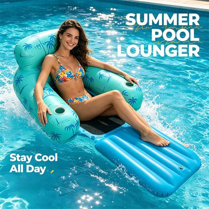 Inflatable Pool Lounge Chair with Footrest