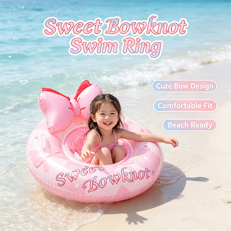 Kids Sweet Bowknot Inflatable Seat Swim Ring