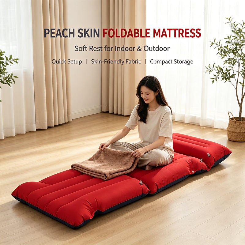 Peach‑Skin Inflatable Camping Air Mattress
