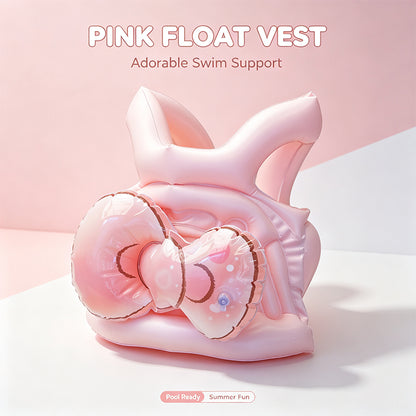 Cute Bow Pink Kids Inflatable Swim Vest