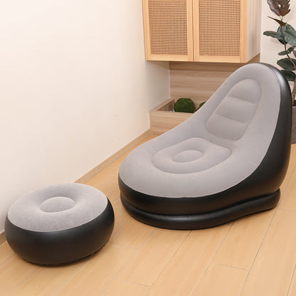 Flocked Inflatable Lounge Sofa with Ottoman Set