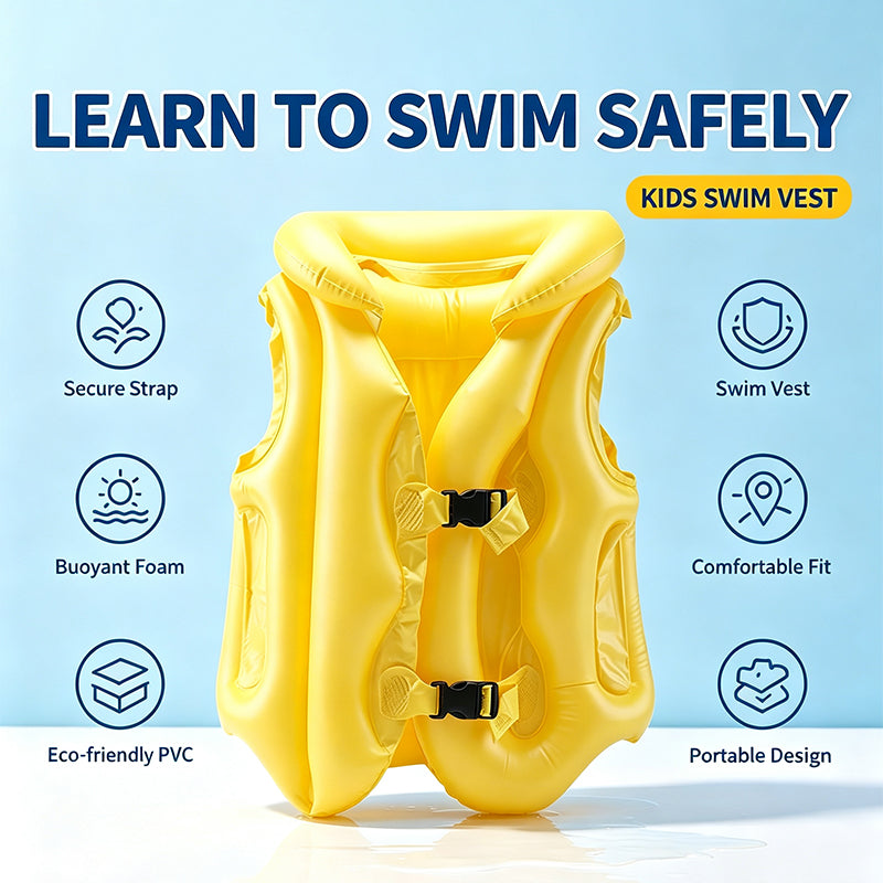 Yellow Kids Inflatable Swim Safety Vest