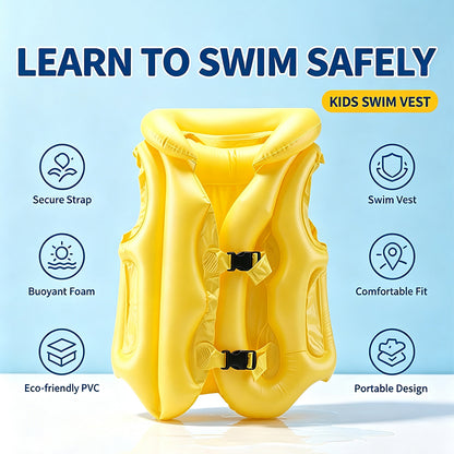 Yellow Kids Inflatable Swim Safety Vest
