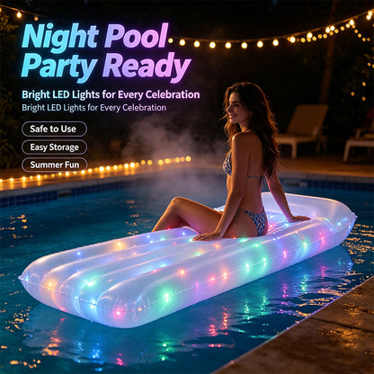 LED Light‑Up Inflatable Pool Float Raft