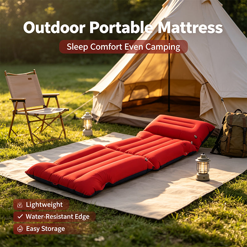 Peach‑Skin Inflatable Camping Air Mattress