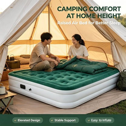 Queen Size Flocked Air Mattress with Built-in Pump