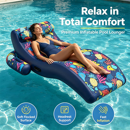 Inflatable Tropical Print Floating Lounger Chair