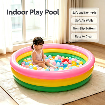 Rainbow 3‑Ring Inflatable Kids Play Pool