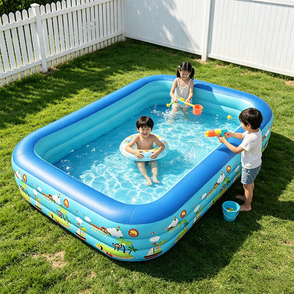 Rectangular Family Inflatable Swimming Pool 178x126x50cm