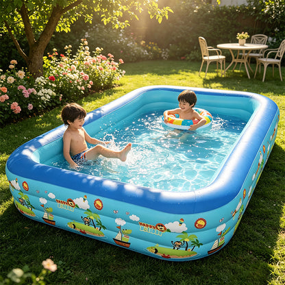Rectangular Family Inflatable Swimming Pool 208x130x50cm