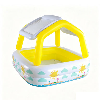 Kids Square Inflatable Pool With Detachable Sun Canopy