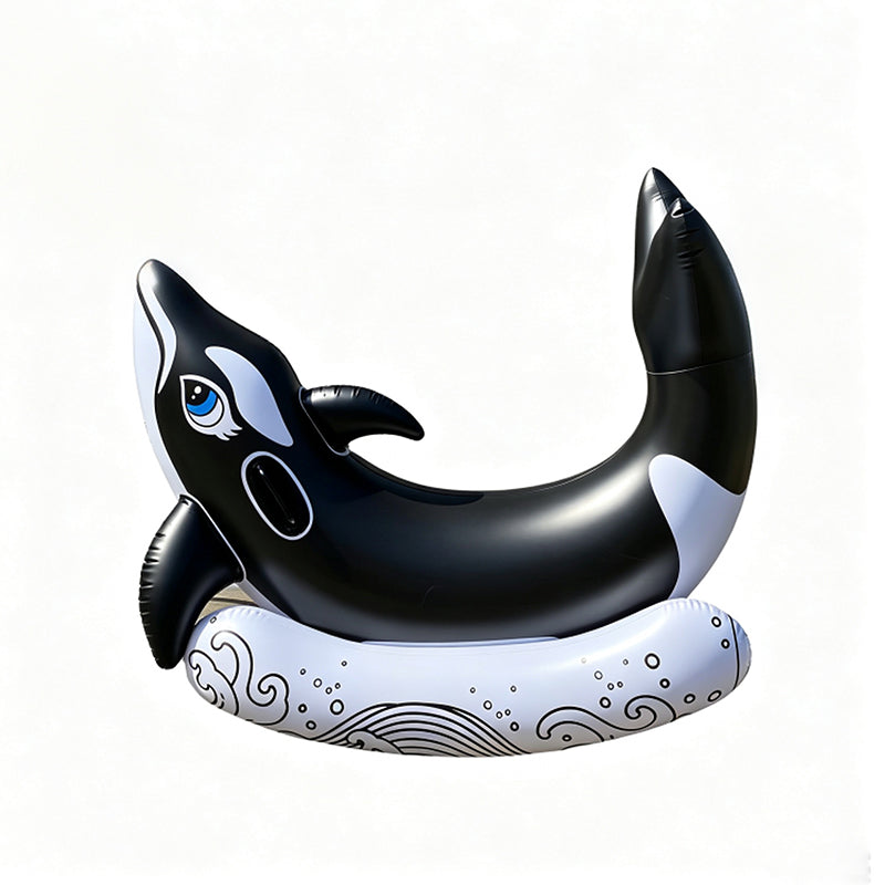 Inflatable Orca Whale Ride-On with Water Sprayer for Kids