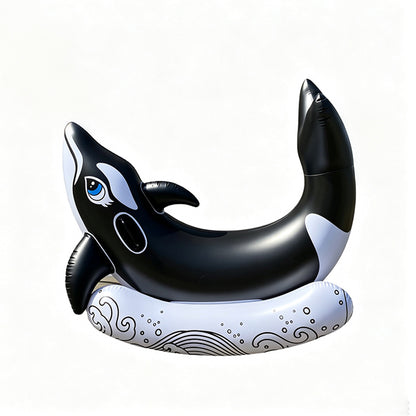 Inflatable Orca Whale Ride-On with Water Sprayer for Kids