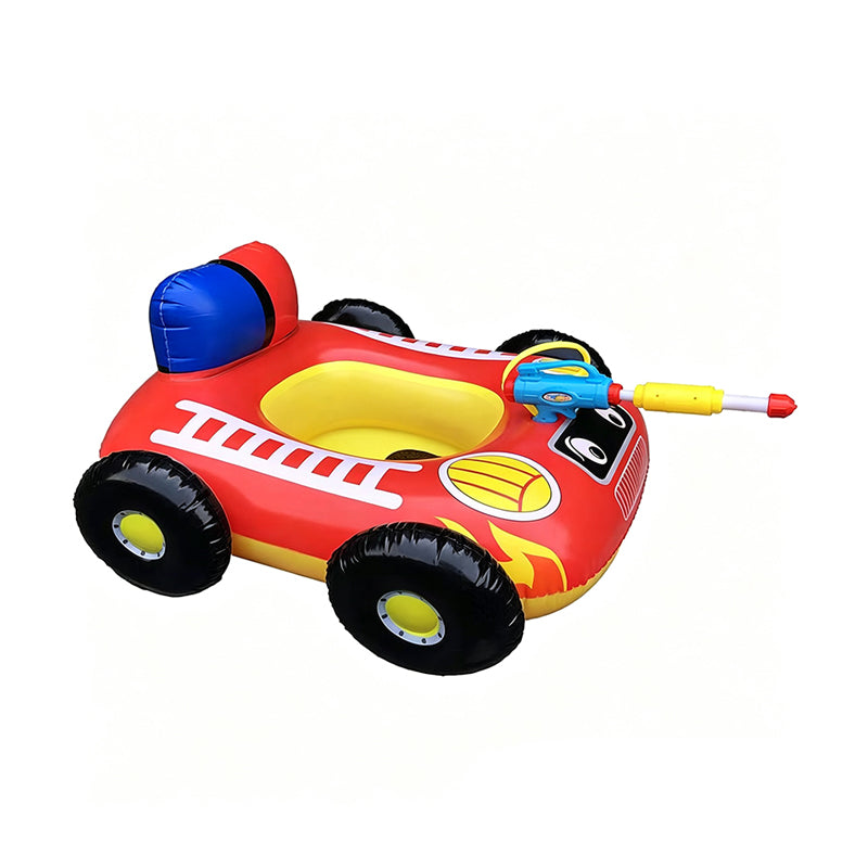 Kids Inflatable Fire Truck Pool Float with Built-in Water Gun