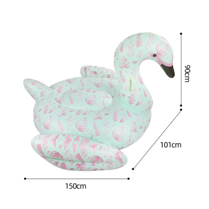 Mint Green Tropical Leaf Flamingo Inflatable Pool Float