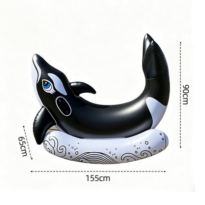 Inflatable Orca Whale Ride-On with Water Sprayer for Kids