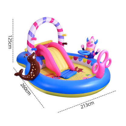 Circus Themed Kids Inflatable Play Pool with Slide