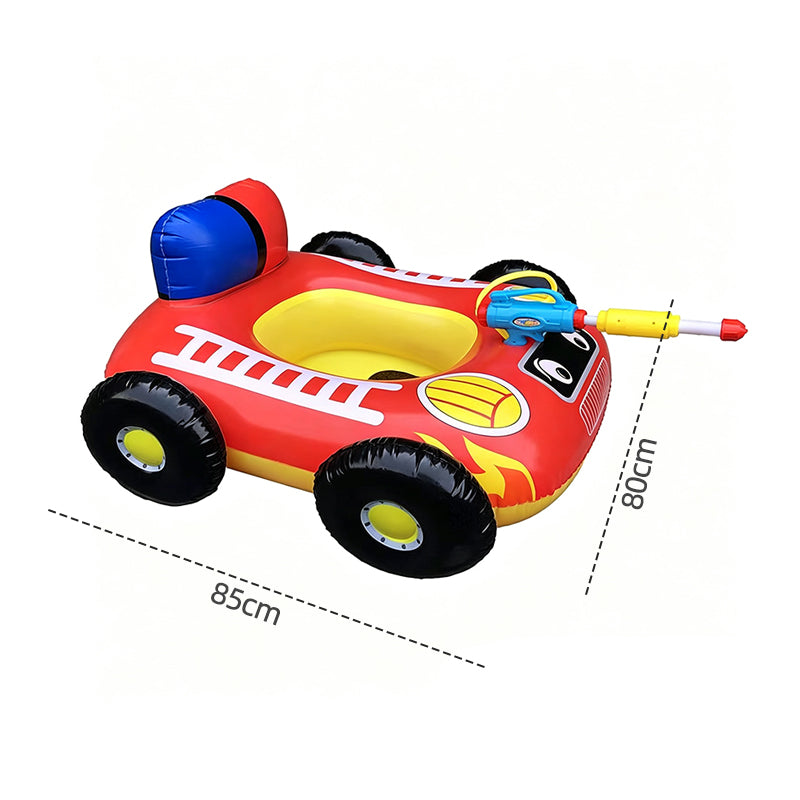 Kids Inflatable Fire Truck Pool Float with Built-in Water Gun