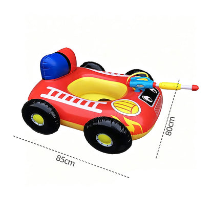 Kids Inflatable Fire Truck Pool Float with Built-in Water Gun